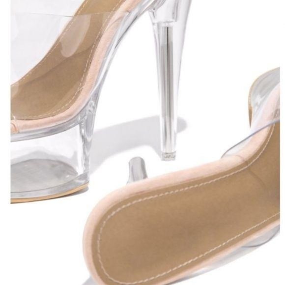 Nude Lucite Platform Heels - Picture 2 of 6